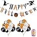 Halloween Party Balloons Decorations Kit - Happy Halloween Banner and 30 pcs 12 Inches Pumpkin Ghost Bat Specter Spider Web Latex Balloons for Halloween Party Supplies