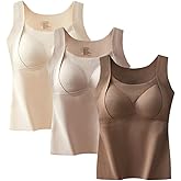 Thickened Warm Tank Top with Shelf Bra, 2 in 1 Thermal Tank Tops Built-in Bra Thermal Underwear