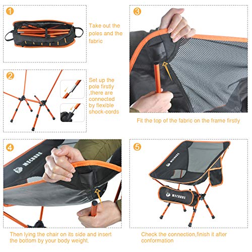 MECHHRE Campingstuhl,Tragbarer Campingstuhl,Ultraleicht Campingstuhl,Faltbar Angelstuhl,Verstellbarer Höhe Campingstuhl… – Bild 5