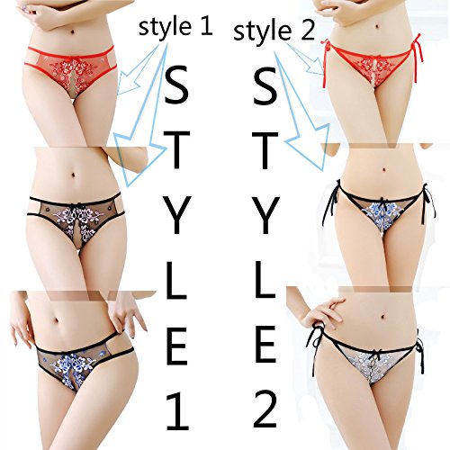 GeeHaoo Lace Sexy Underwear Women\'s Underwear Transparent Wool Open Embroidery Thong T Pants