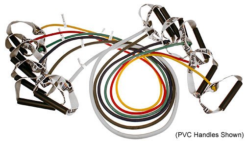 TheraBand Professional Latex Resistance Tubes with Handles For Physical Therapy, Lower Pilates, Home Workouts, Toning Workouts, and Rehab, Soft Handles, 50 Inch, Black, Special Heavy, Advanced Level 1