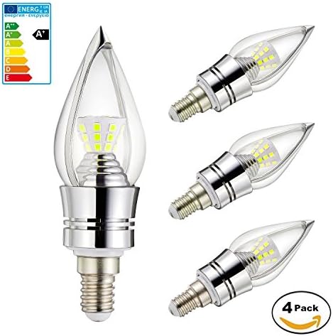 MDee 7W E12 LED Bulb Candelabra Light Bulbs, Incandescent 70 Watt Equivalent, Bright White 6000K, 650 Lumens ,4 Packs …