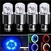 Gechiqno 4 Pair LED Green-Color Wheel Lights - Car Bike Wheel Tire Tyre Valve Dust Cap, Safety, Waterproof, Motion Activated, Spoke Flash Lights Car Valve Stems & Caps Accessories (Muti-Color)