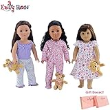 18-inch Doll Clothes | Value Bundle-Set of 3 Doll Pajamas, Each with Teddy Bear, Including Pink 