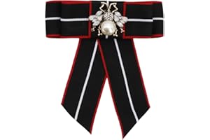 Chamvino Girls Campus wind striped bee Rhinestone bow tie shirt collar pin brooch versatile clothing accessories （Multi-colors）