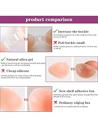 Rosmax Adhesive Silicone Bra, Reusable Backless Strapless Self Adhesive Sticky Silicone Invisible Push-up Bra for Women