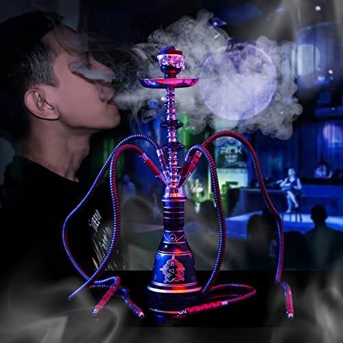 Hookah Set 4 Hose Shisha Complete Set, Portable Glass Vase Hookahs