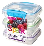 Sistema KLIP IT Accents Collection Food Storage Containers, 6.7 oz./0.2 L, Color Received May Vary, 3 Count