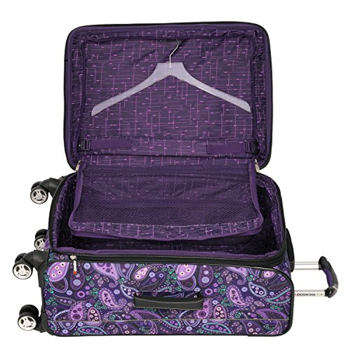 Ricardo Beverly Hills Mar Vista Softside Expandable Luggage with Dual Spinner Wheels, Purple Paisley, Checked-Medium 24-Inch