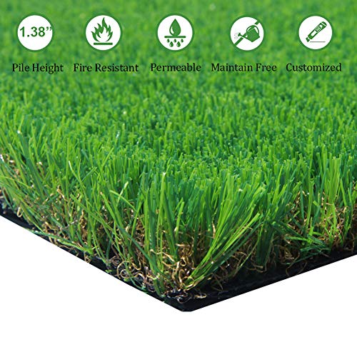 AGOOL 40  x28   Artificial Grass Rug Synthetic Turf Fake Carpet Easy Care Rubber Backed with Drainage Holes Lawn Area Pet Pad Mat Garden Doormat for Indoor Outdoor Decoration, 40 x 28 inch