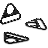 12Pack 1 Inch Triangle D Rings, Metal Triangle Buckles for Dog Tag Clip, Adjuster Purse Strap, Paracord Keychain Lanyard, Bag Hardware, Key Ring Charm, Camera Strap Accessories (Black)