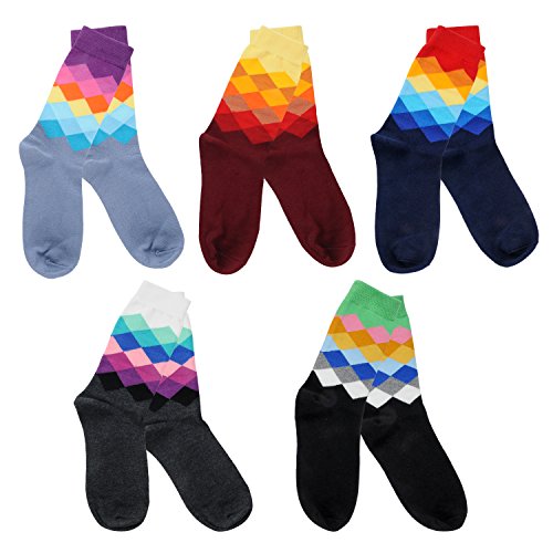 Deer Mum Men's Fashionable Colorful Soft Cotton Socks (5 Pack) (set1)
