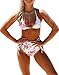 LittleLittleSky Womens Sexy Strappy Floral Print Retro High Waist Swimwear Swimsuit Two Piece Bikini Bathing Suit ((US 4-6)S, Floral Print)