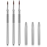 3 Pack 3D Flower Brush for Acrylic Nail Brush #2#4#5 Kolinsky Nail Art Brushes for Acrylic Nails Flower Nails Design Brushes for Sculpture with Non Slip Grip Handle, Silver