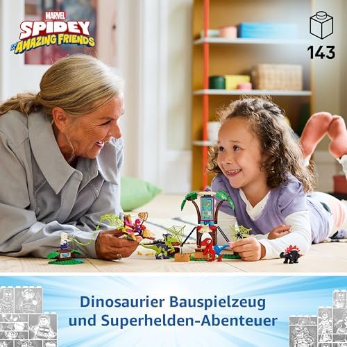 Marvel Showdown am Baumhaus: Spidey-Rex vs. Gobby-Raptor, BAU- und Spielset mit Dinos, Geschenk mit Spielzeugdinos für Jungen und Mädchen ab 4 Jahren, Spidey und Seine Super-Freunde 11200