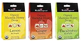 Wedderspoon Organic Gluten-Free Cough Drops 3 Flavor Sampler Bundle, 1 each: Lemon, Eucalyptus, Ginger (4 Ounces)