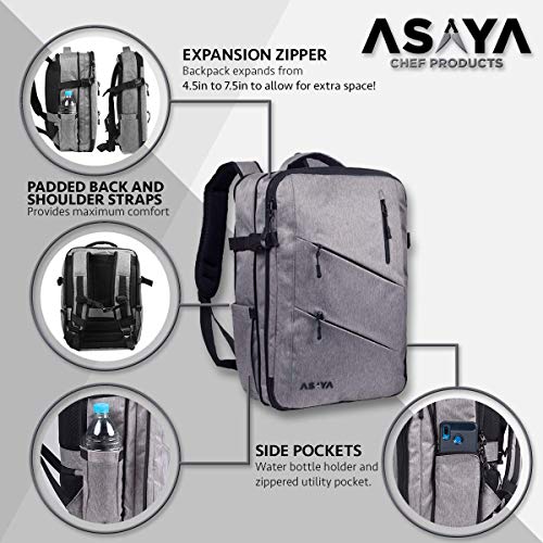 Asaya Chef Knife Backpack with 20 Pocket Knife Roll Bag Over 30