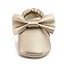 OOSAKU Infant Tolddler Baby Soft Sole PU Leathe Bowknots Shoes (6-12 Months, Gold)