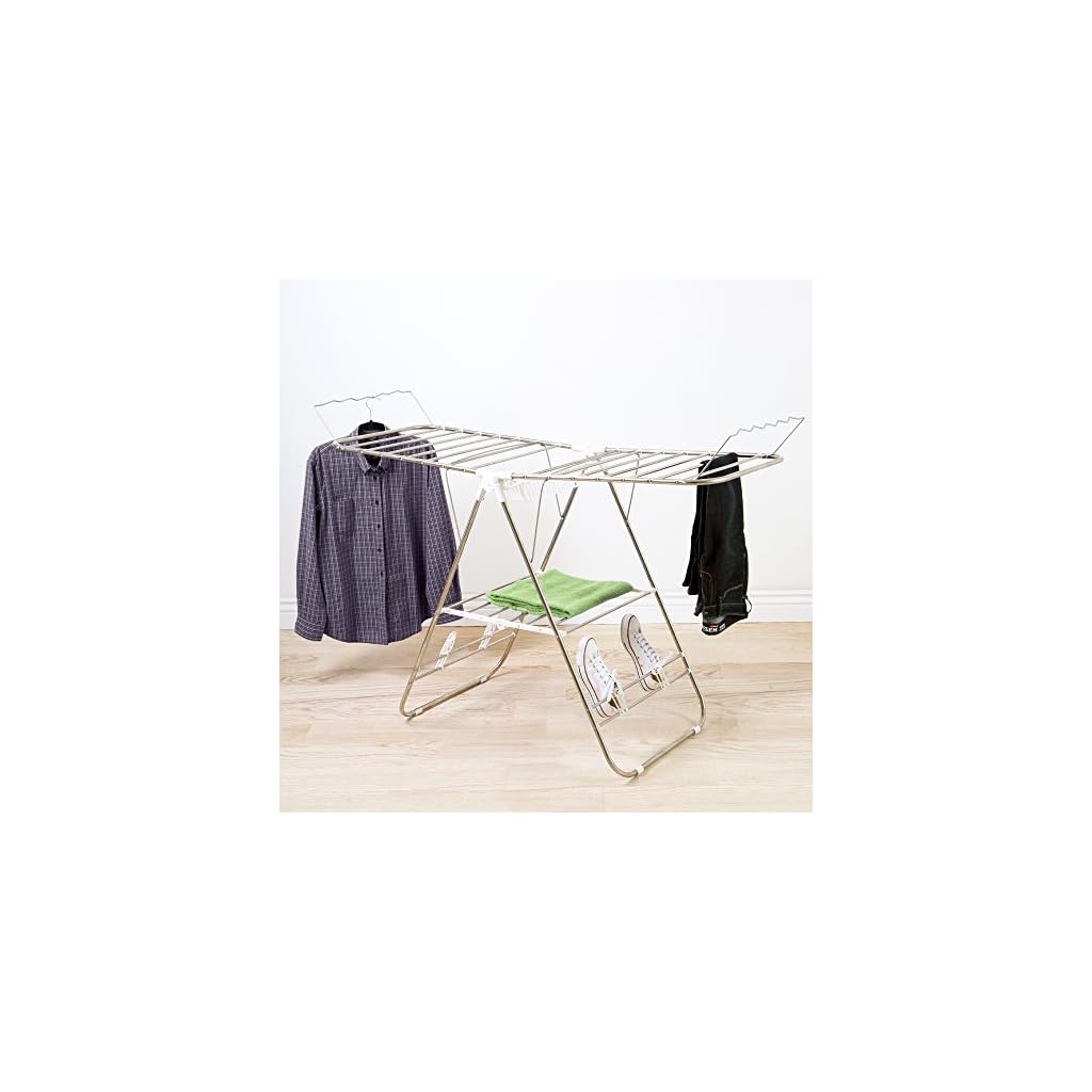Heavy Duty Laundry Drying Rack Chrome Steel Clothing Shelf for Indoor