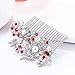 EVER FAITH Bridal Side Comb Rhinestone Pearl Bride Hair Accessories Flower Wedding Headpiece for Bridesmaids Red Silver-Tone