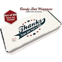Baseball candy bar wrappers - Set of 20 - Silver foil included - Birthday favors - Baby Showers