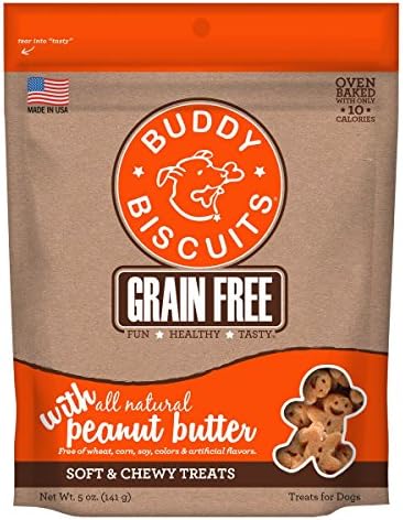Buddy Biscuits Grain Free Soft & Chewy Healthy Dog Treats With Peanut Butter - 5 Oz.