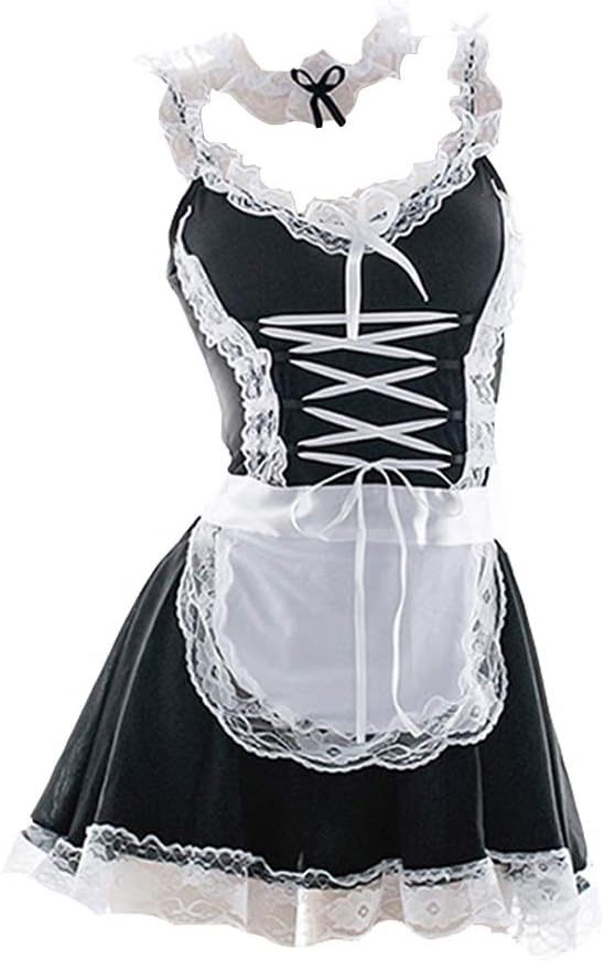 Women Cosplay French Apron Sexy Maid Outfit Servan Lingerie Costume Babydoll Dress