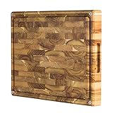 Large End Grain Teak Wood Cutting Board with Built-in Compartments, Non-slip: 17x13x1.5 with Juice Groove (Gift Box Included) by Sonder Los Angeles