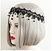 Joyci Women's Exotic Style Black Lace Pearl Hair Bands Forehead Jewelry