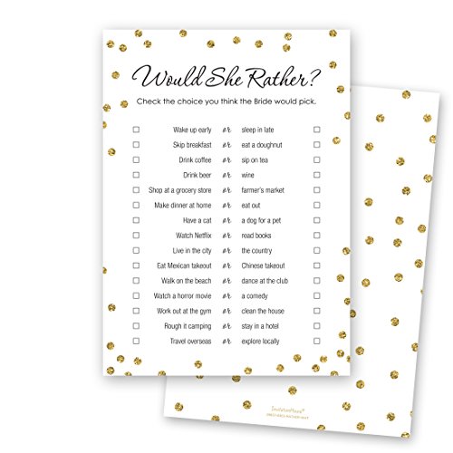 Amazon Com 24 Cnt Would She Rather Bridal Shower Game Faux Gold On