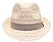 Women's Summer Foldable Vented Lace Trilby Fedora Beach Sun Hat with The Band. (Natural)
