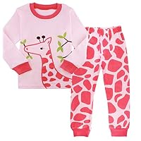 AmberEft 7 Pajamas for Girls Kids Clothes Cotton Deer PJs Sets Toddler Long Sleeve Sleepwear
