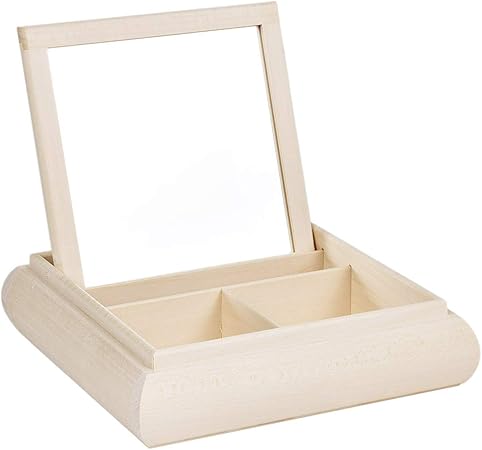 Armario para joyas Joyero pequeño planas joyas caja de madera con espejo: Amazon.es: Hogar