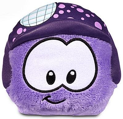 Disney Club Penguin 4 Inch Series 11 Plush Puffle Purple with Disco Ball Helmet Includes Coin with Code!