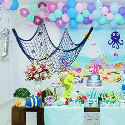 Decorative Fishnet Nautical Fishing Net Wall Hanging Decor, 8 Pieces Starfish, Sailboat, Lighthouse, Life Ring, Rudder… 51gXUSit%2B0L