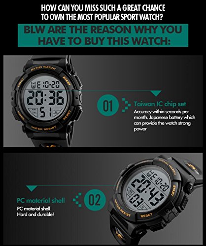 Boys Watches Waterproof Sports LED Digital Kids Teens Watch with Alarm Stopwatch Timer Blue
