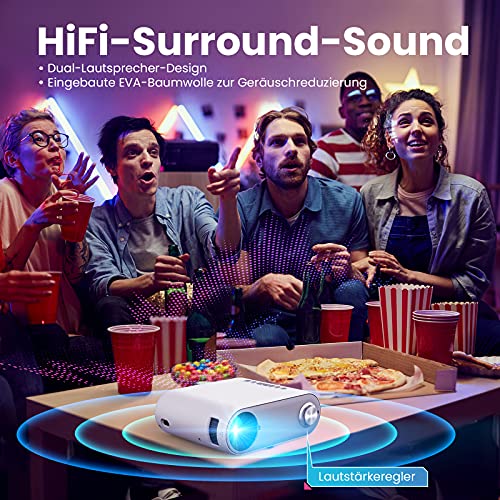 Beamer Full HD WiFi Bluetooth,6000 Lumen Mini Beamer Cube Unterstützung 1080P Full HD, Heimkino Beamer Projektor mit TV Stick/Type C/Android/iOS/HDMI/USB/SD/VGA