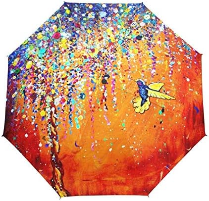 GGJYW Creative Colorful Hummingbird Umbrella Anti-Uv Sun Protection Umbrella Bird 3 Folding Gift Sunny Rainy Umbrellas for Women