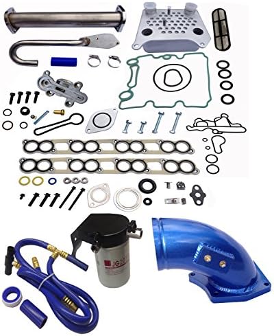 Ford 6.0l Diesel EGR Delete Kit Engine Oil Cooler High Flow Intake Gaskets Blue Spring Upgrade Coolant Filter Kit F250 F350 F450 F550 Excursion Turbo Diesel (Blue)