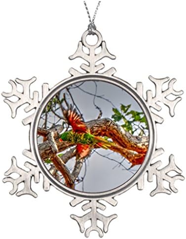 LUlULU Lorikeet Bird In Flight Tree Branch Decoration Christmas Personalized Snowflake Ornaments