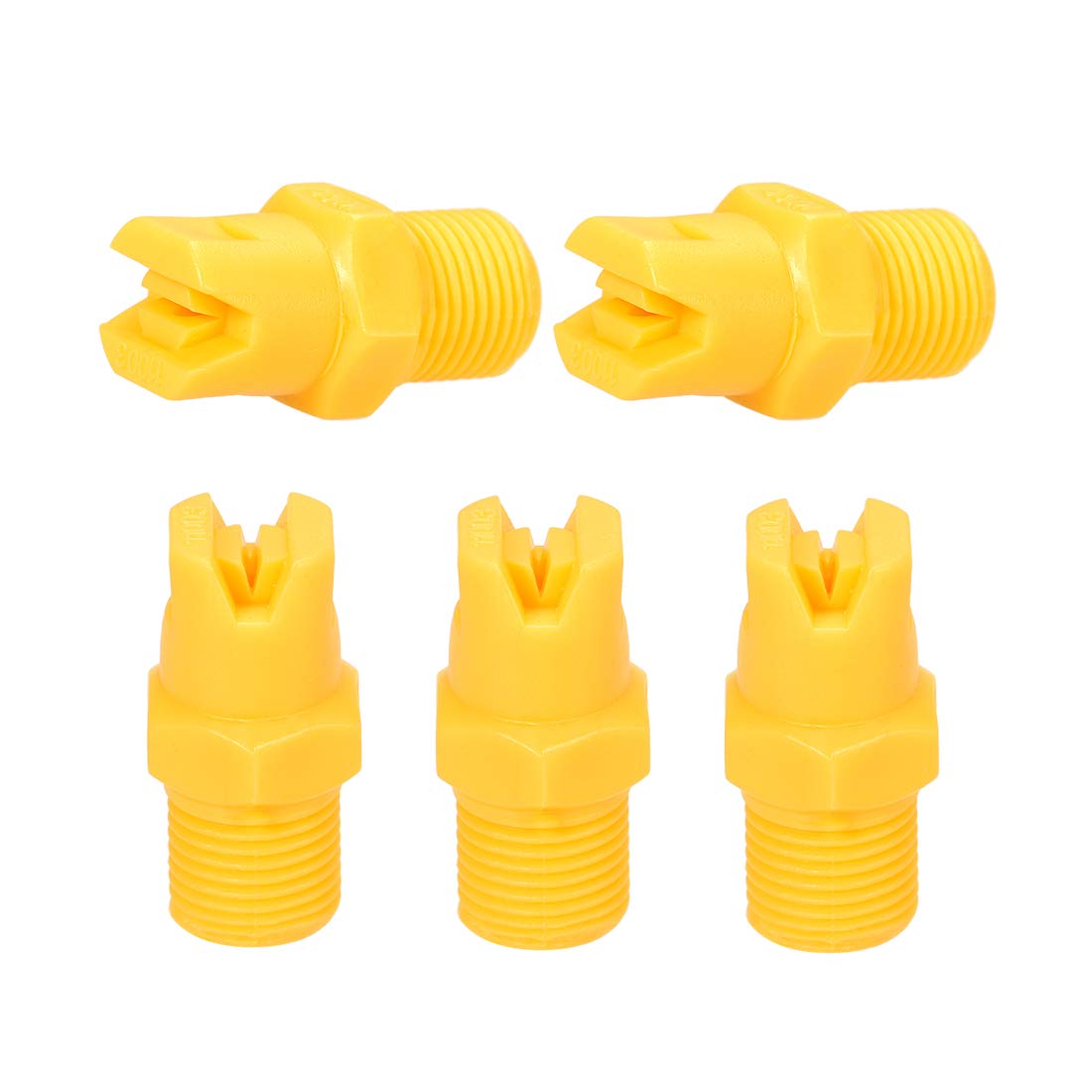 sourcing map Flat Fan Spray Tip, 1/8BSPT Male Thread PP Nozzle, 5 Pcs (110 Degree, 1.1mm Orifice Diameter)