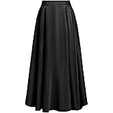 RIHOAS Long Skirts for Women High-Waisted A-Line Skirt Acetate Flowy Pleated for Elegant Office Work Spring Fall