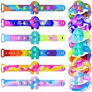 Zxhtwo 16 Pcs Pop Fidget Toy Fidget Bracelet, Wearable Push Poping Bubble Sensory Toys Stress Relief Finger Pr
