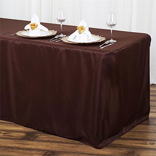 Doolova 6FT Fitted CHOCOLATE Wholesale Polyester Table Cover Wedding Banquet Event Tablecloth