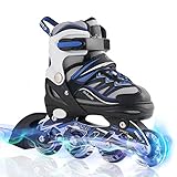 Kuxuan Boy's Ciro Adjustable Kids Inline Skate with Light up Wheels Blue M