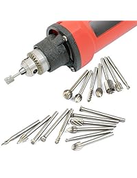 qlouni 20 piezas Rotary Bit rebabas Set HSS madera de carburo de tungsteno Fresado de carburo con vástago de 1 () para bricolaje carpintería, tallado, grabado, perforación