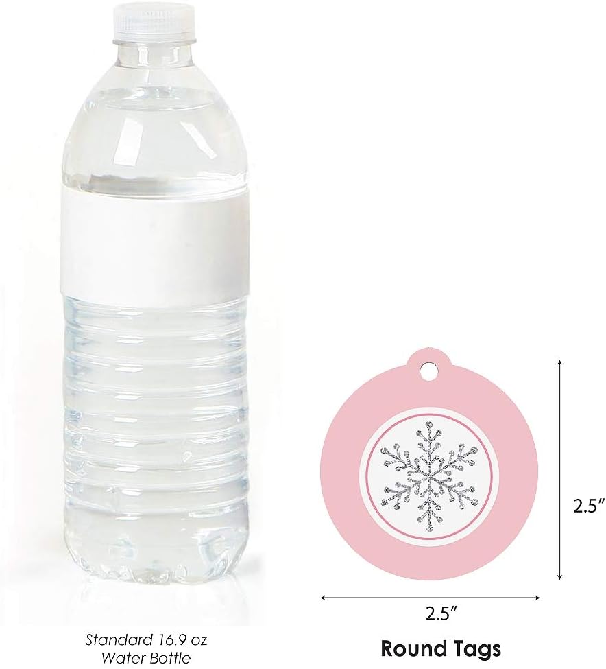 Big Dot of Happiness Pink Winter Wonderland - Holiday Snowflake Birthday Party or Baby Shower Favor Gift Tags (Set of 20): Health & Personal Care