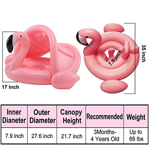 image for GBD Flamingo Baby Swimming Ring with Canopy-Baby Swimming Pool Float S