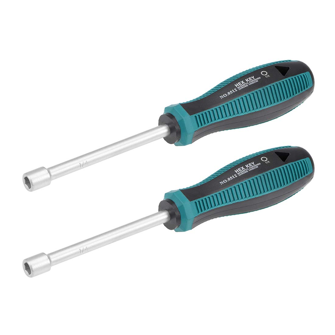 sourcing map 1/4-Inch Hex Nut Drivers Non-Magnetic Six Point Tip with 3.6-Inch Shaft 2 Pack