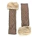 Women's Winter Stretch Faux Fur Knit Wool Arm Warmers Long Fingerless Gloves